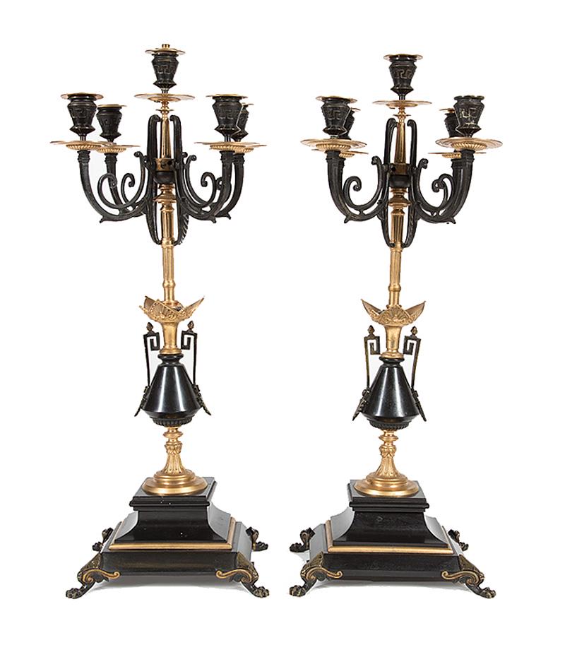 Gilt and Patinated Bronze Five-Light Candelabra (1 of 1)