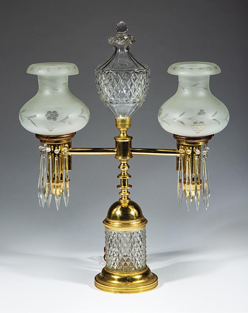 English Cut Crystal Double Arm Argand Lamp (1 of 1)