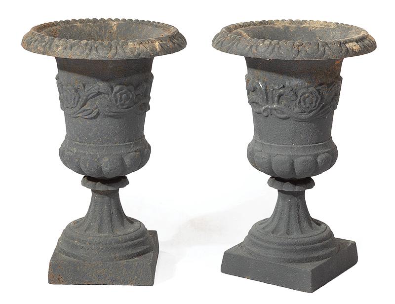 Pair of Cast Iron Campagna Form Garden Urns (1 of 1)