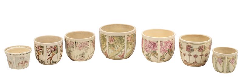 Seven Weller Polychrome Pottery Planters (1 of 4)