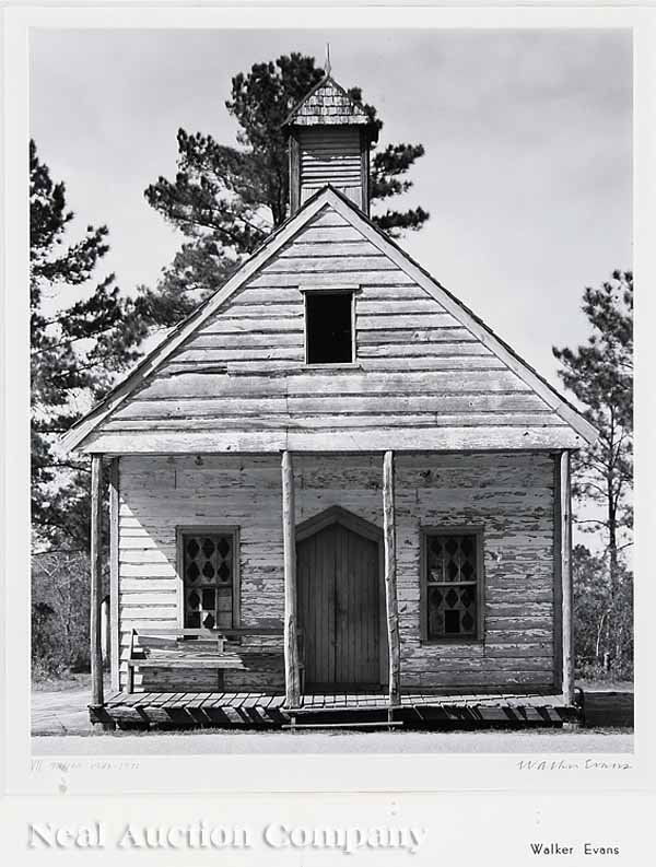 Walker Evans (American, 1903-1975): Walker Evans (American, 1903-1975), "Country Church in Beaufort, South Carolina, 1935", silver gelatin print, pencil-signed lower right, numbered plate "VII" from Portfolio "98/100, 1930-1971" lower l