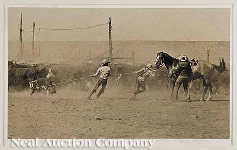 Bank Langmore (American/San Antonio 20th c.): Bank Langmore (American/San Antonio 20th c.), "Bell Ranch-Bell Ranch, New Mexico", silver gelatin print, c. 1971, pencil-signed and titled, "Bank Langmore" printed on the mat, The Afterimage Photograp