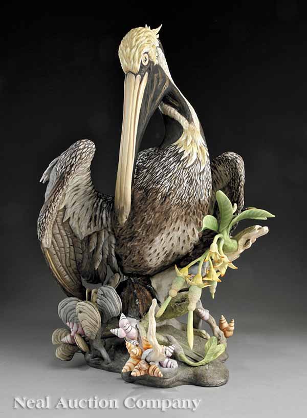 Monumental Boehm Porcelain Brown Pelican Figure