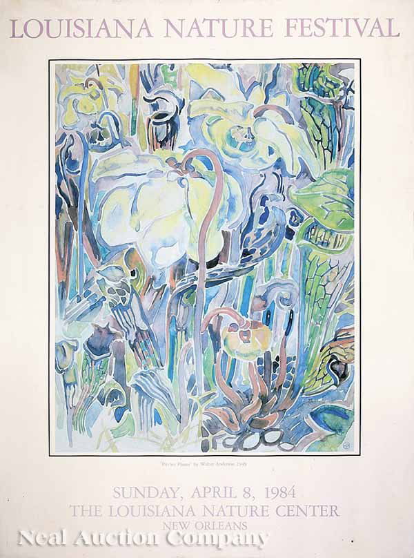 Five Southern Regional Art Exhibition Posters: A Collection of Five Southern Regional Art Exhibition Posters, comprising "Newcomb Pottery", 1984; "Louisiana Nature Center"(Walter Anderson), 1984; "Will Henry Stevens", 1988 (two examples); "Le Peti