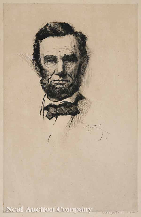 After Alexander Gardner (American, 1821-1882): After Alexander Gardner (American, 1821-1882), "Gettysburg Lincoln Portrait Photograph, November 8, 1863", by Josef Pierre Nuyttens (Belgian/New York, 1885-1960), "Portrait of Abraham Lincoln", etchin