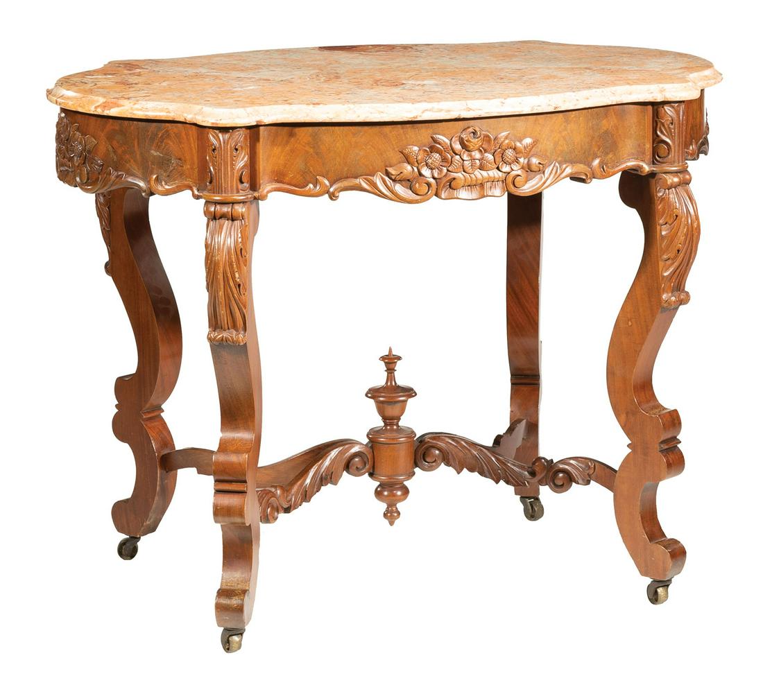 American Carved Walnut Center Table (1 of 2)