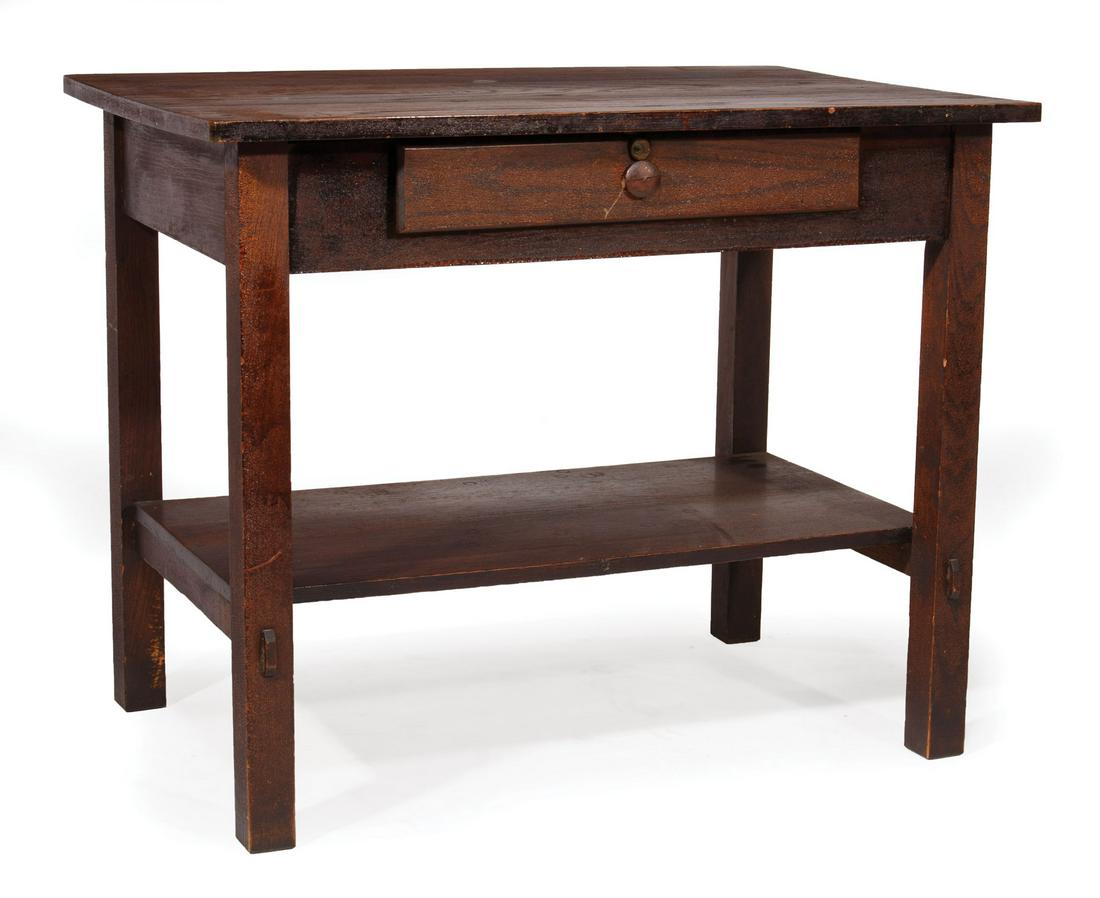 Arts and Crafts Oak Library Table (1 of 2)