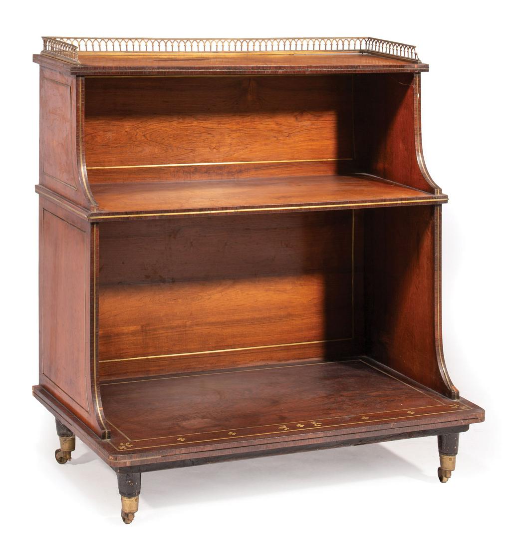 Brass Inlaid Mahogany Open Bookcase (1 of 2)