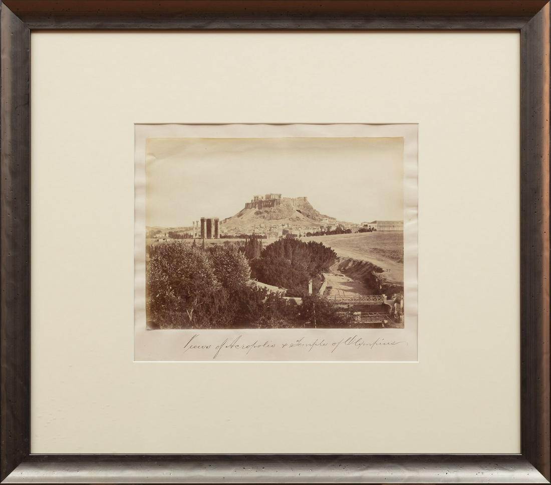 Vintage Photographs of Athens: Vintage Photographs of Athens , "Théâtre de Bacchus", 1933, gelatin silver print, titled and dated lower right, 8 1/2 in. x 11 in.; "Views of Acropolis and Temple of Olympians", 1937, gelatin silver