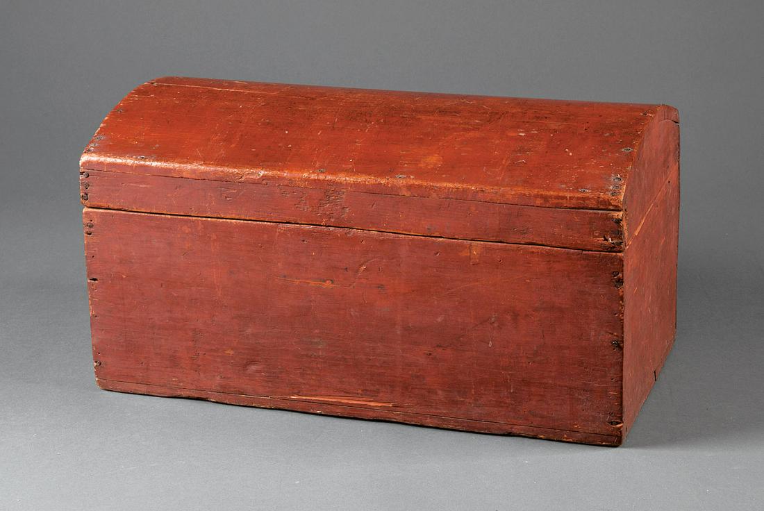 Small American Painted Pine Chest (1 of 2)