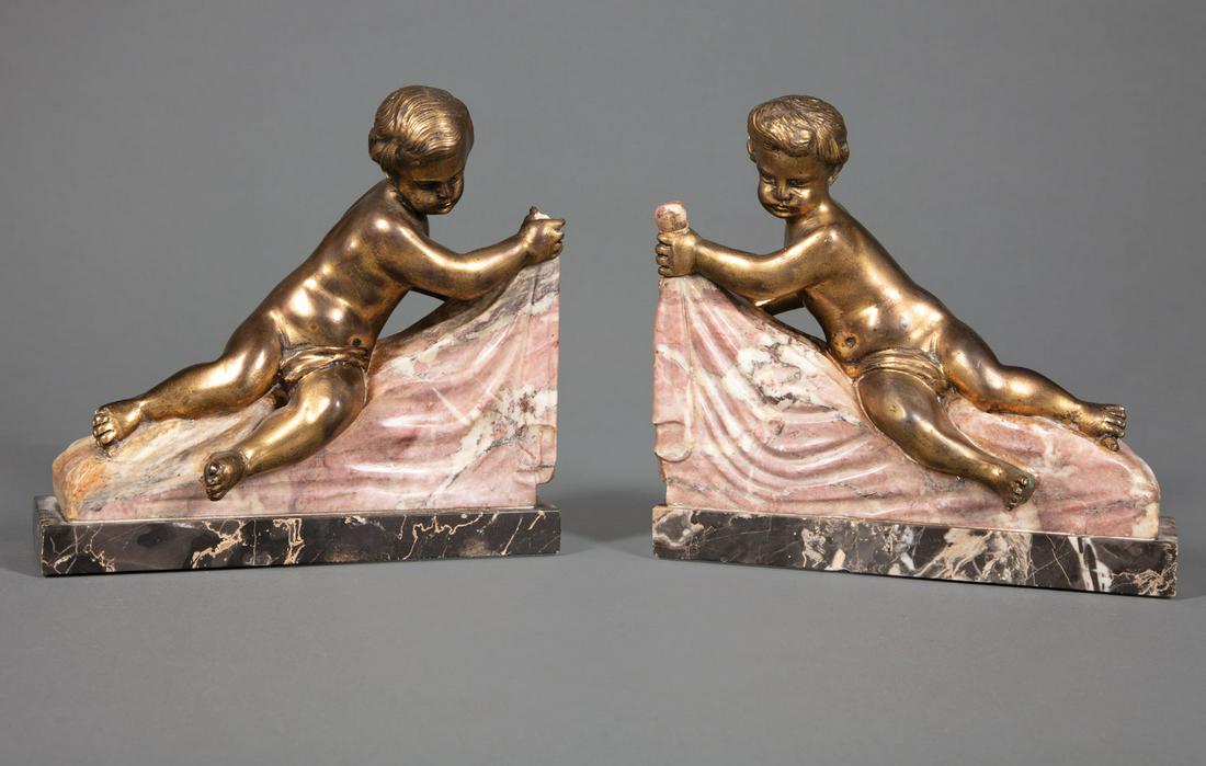 Bronze-Mounted Marble Bookends (1 of 2)