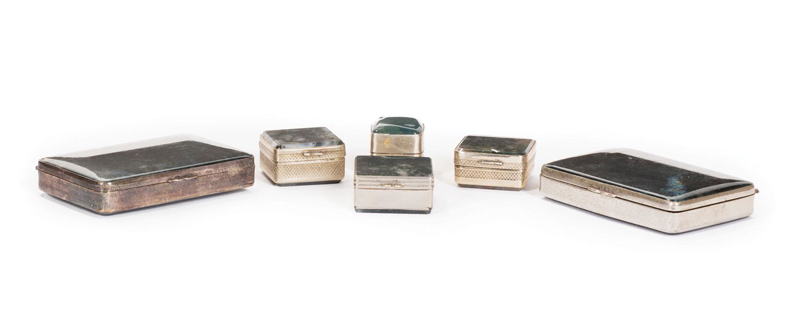 Six Continental Green Agate Boxes (1 of 1)