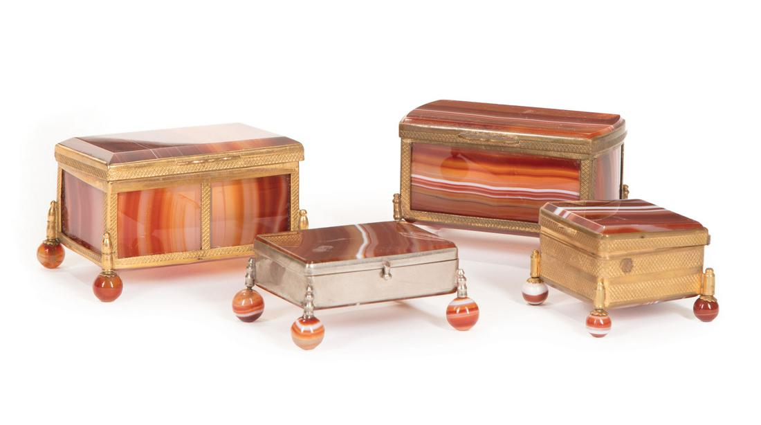 Four Continental Red Agate Boxes (1 of 1)