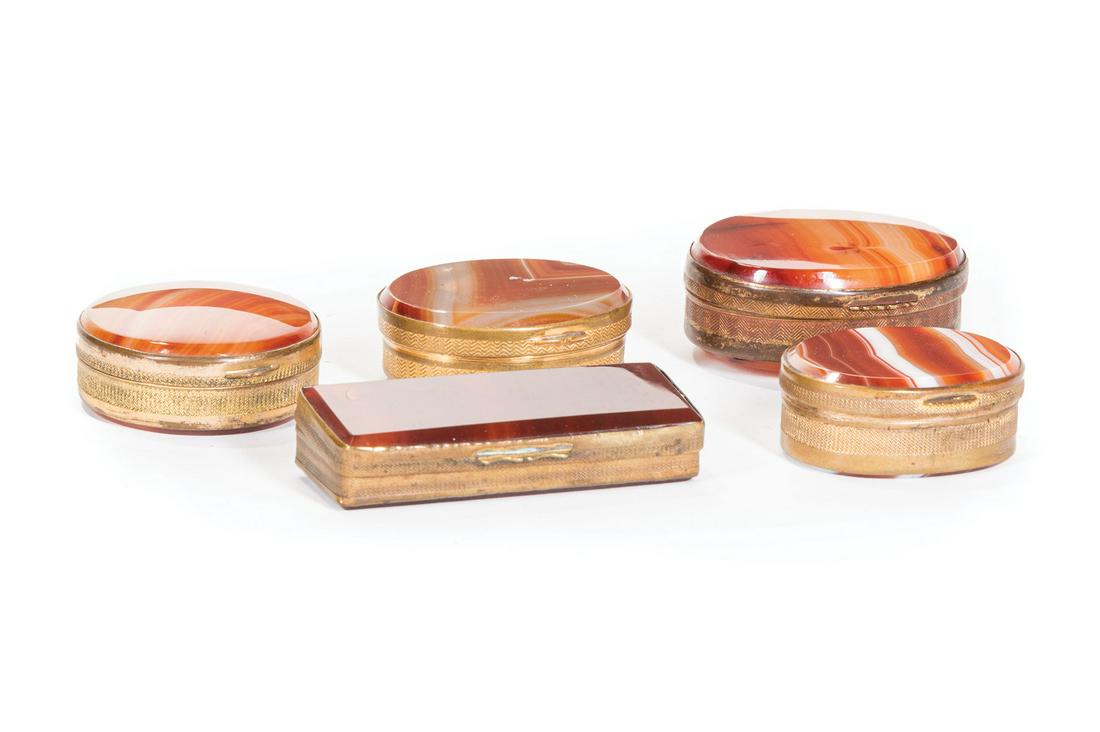 Five Continental Red Agate Boxes (1 of 1)