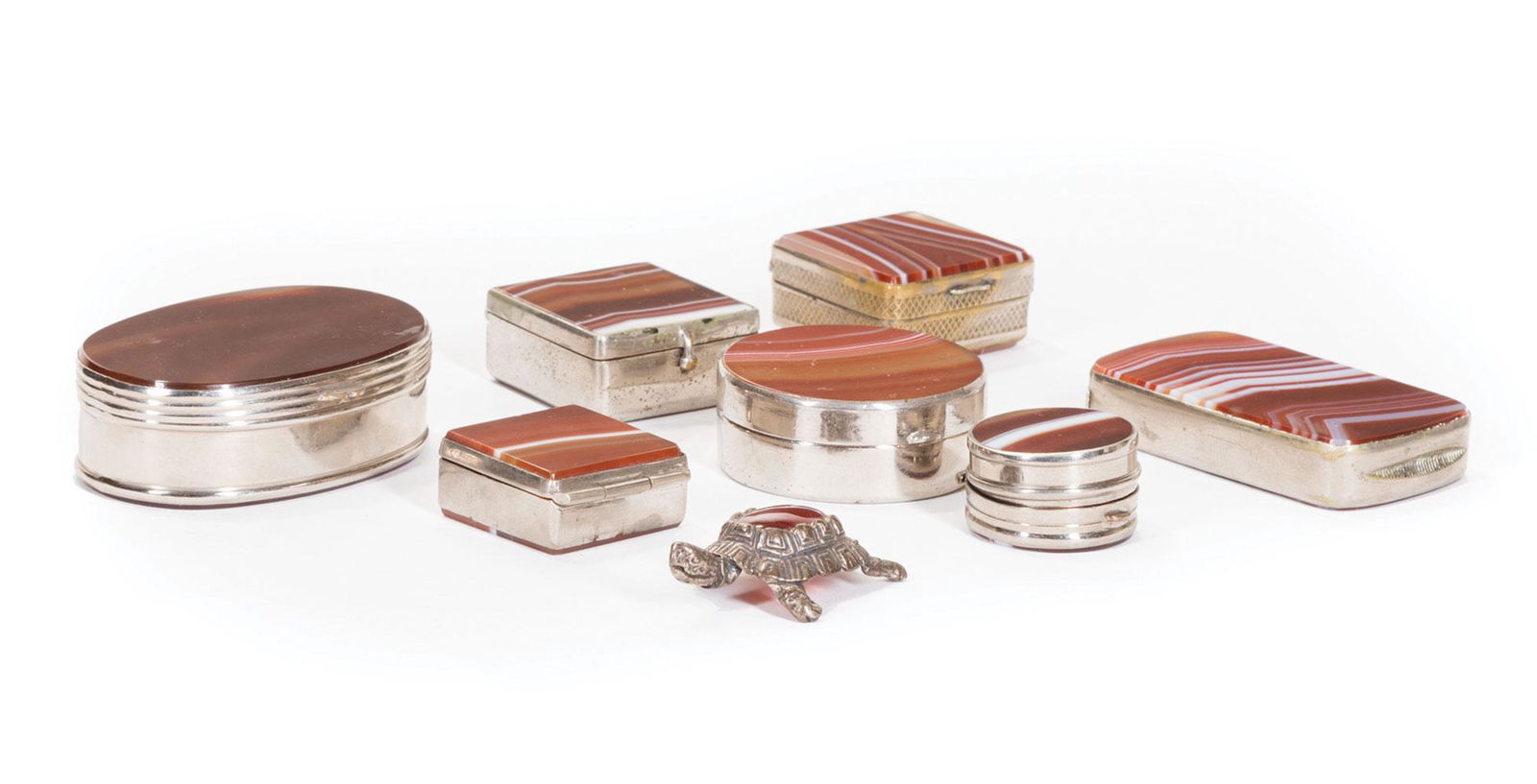 Seven Continental Red Agate Boxes (1 of 1)