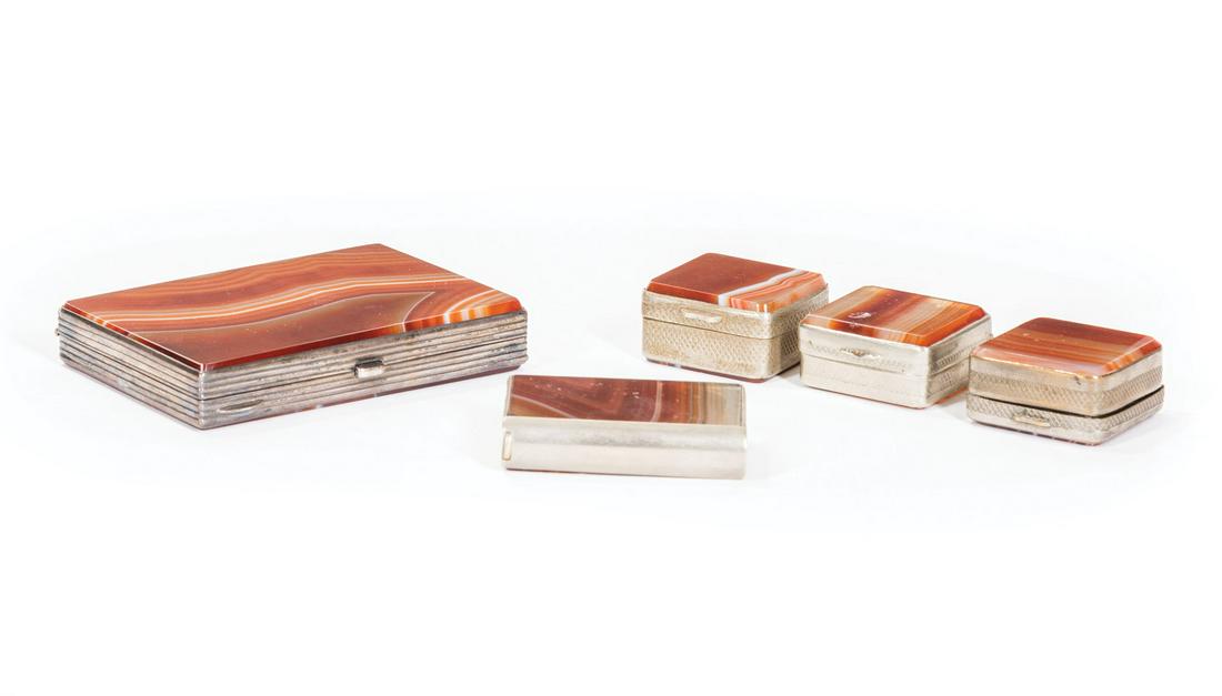 Five Continental Red Agate Boxes (1 of 1)