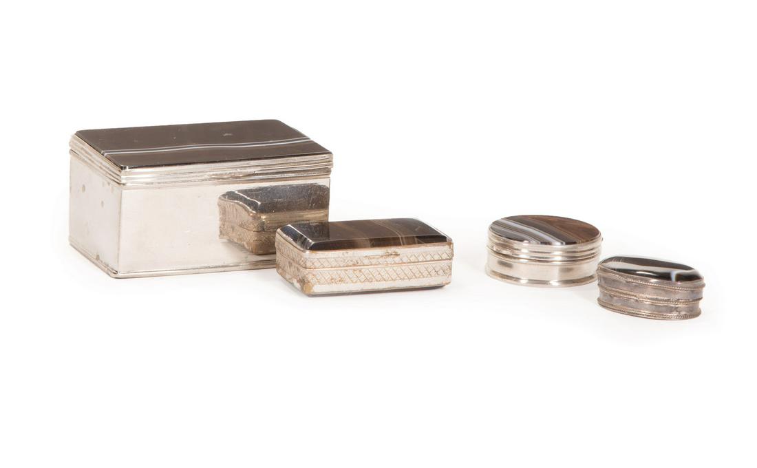 Silver-Mounted Black Agate Boxes (1 of 1)
