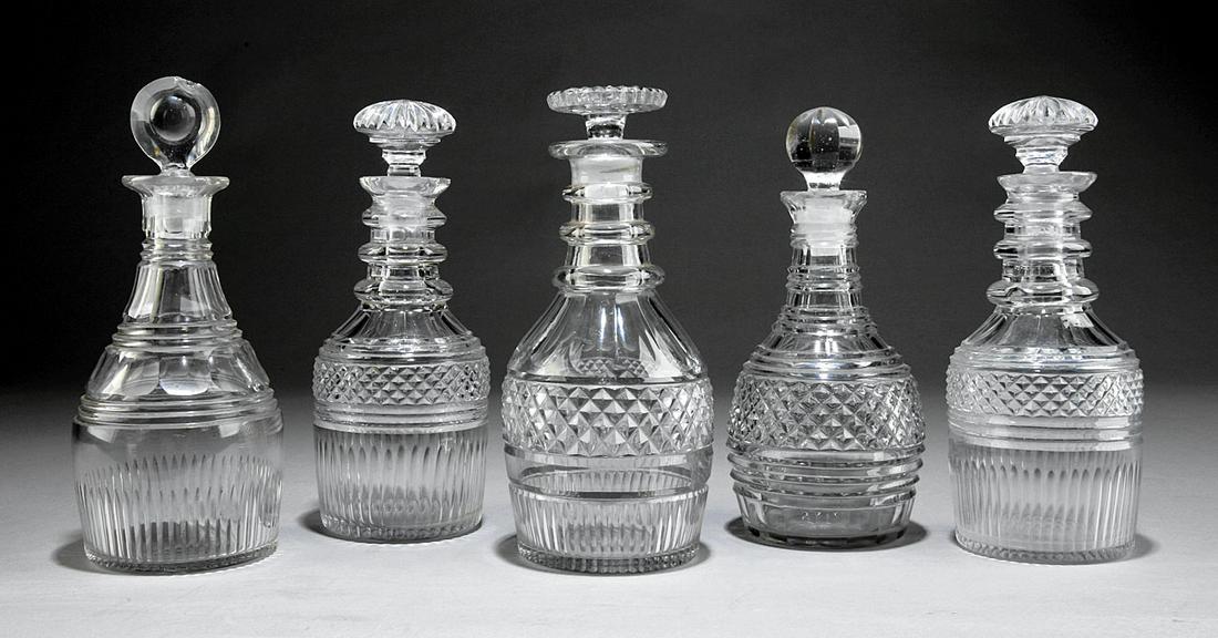 Five Anglo-Irish Cut Glass Decanters (1 of 1)