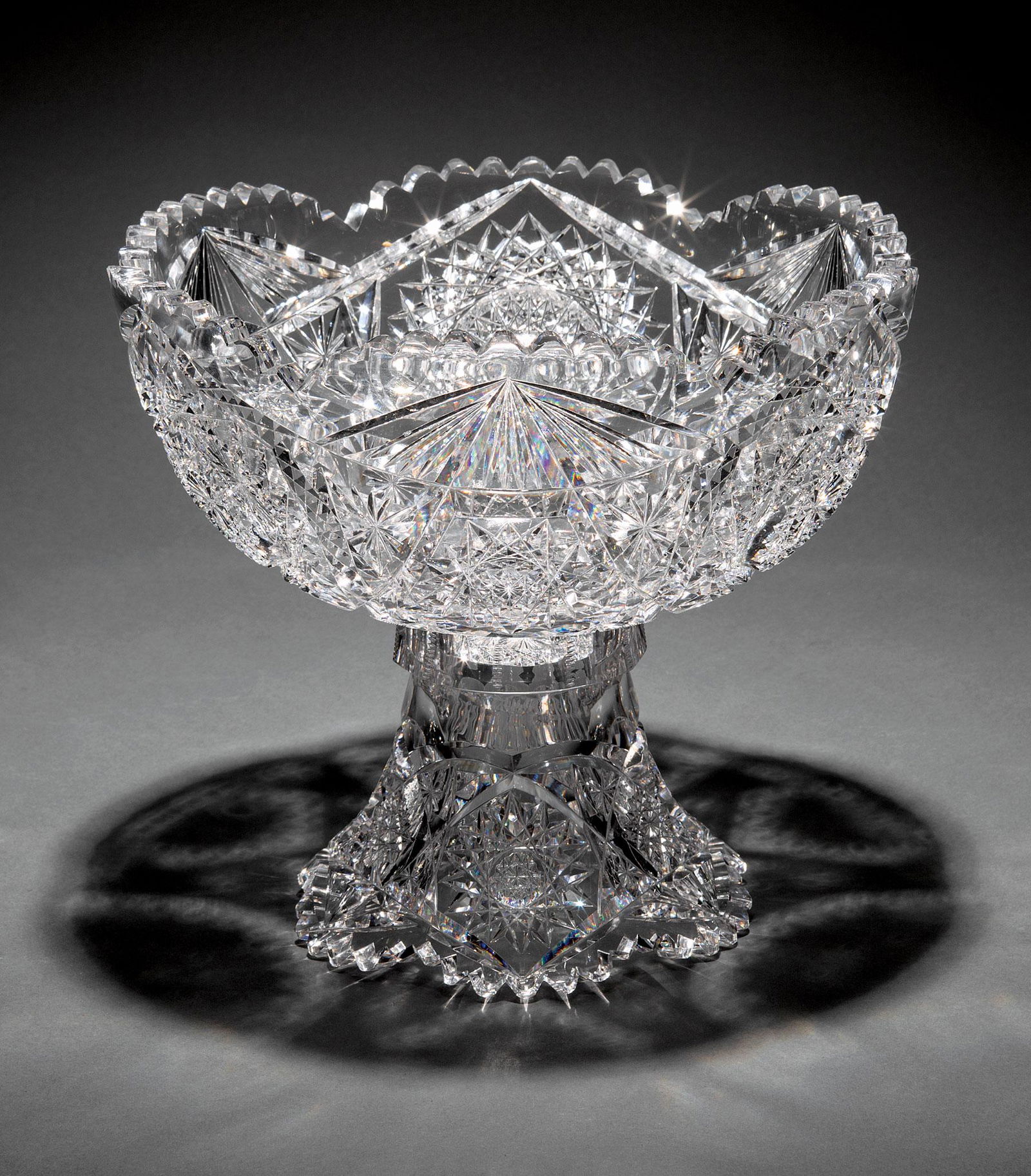 American Brilliant Cut Glass Punch Bowl on Stand (1 of 1)