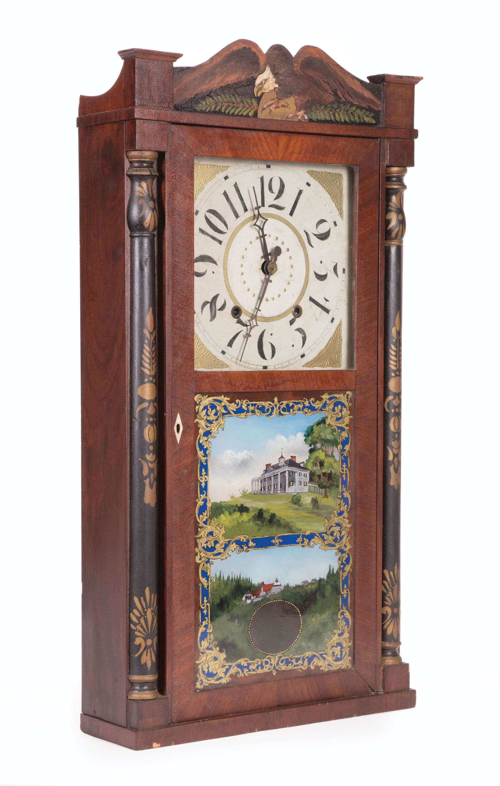 Mahogany and Stenciled Mantel Clock (1 of 3)