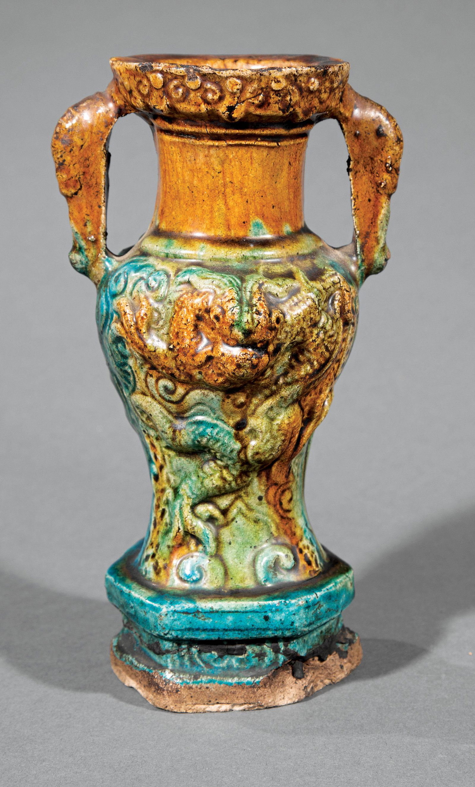 Chinese Glazed Pottery Altar Vase (1 of 2)