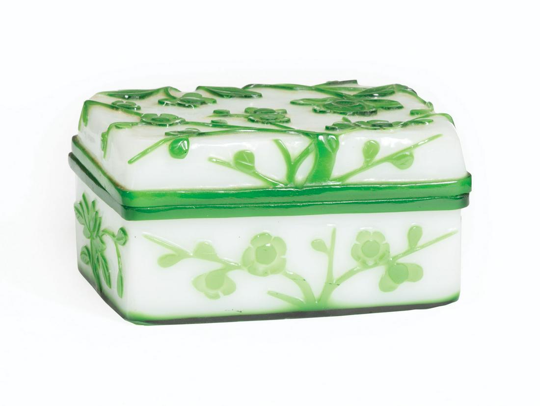 Chinese Green Overlay Milky White Glass (1 of 2)