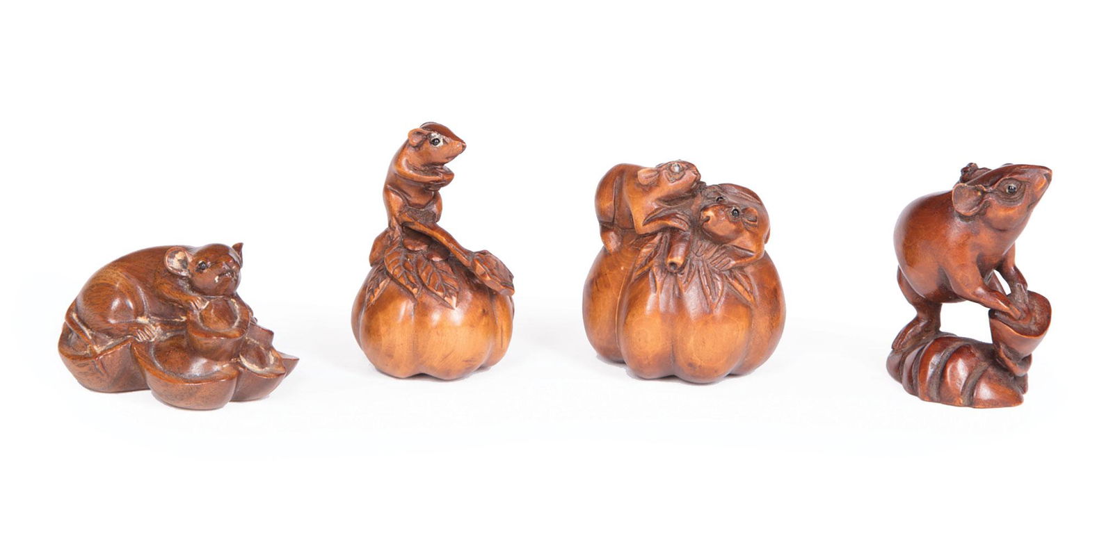 Japanese Hardwood Netsuke & One Okimono (1 of 1)