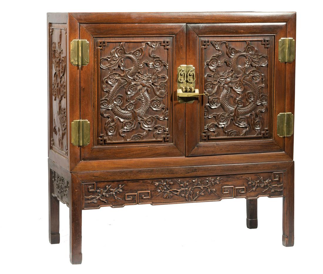 Chinese Hardwood Cabinet on Stand (1 of 4)
