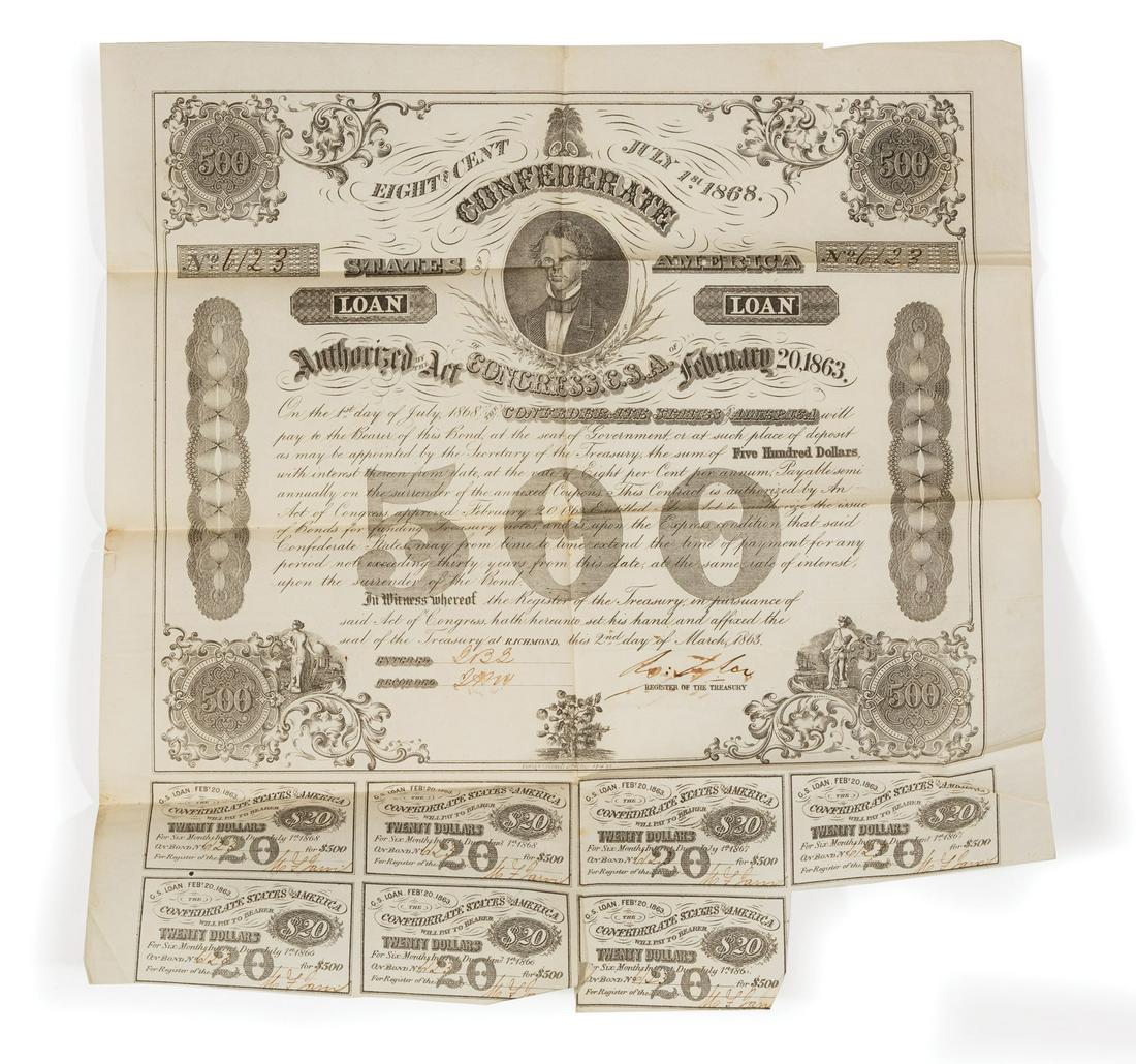Two 1868 Confederate Bonds (1 of 2)
