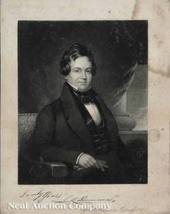 John Sartain (American, 1808-1897): John Sartain (American, 1808-1897), after James Hamilton Shegogue (American, 1806-1872) "Portrait of S.L. Duncan", mezzotint, inscribed in ink "Truly Yours S.L. Duncan, New Orleans 4th July 1841", sig
