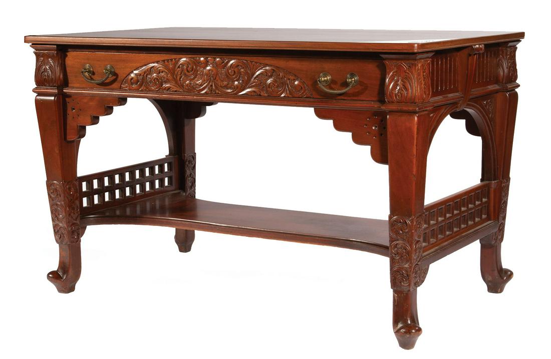 American Carved Mahogany Library Table (1 of 3)