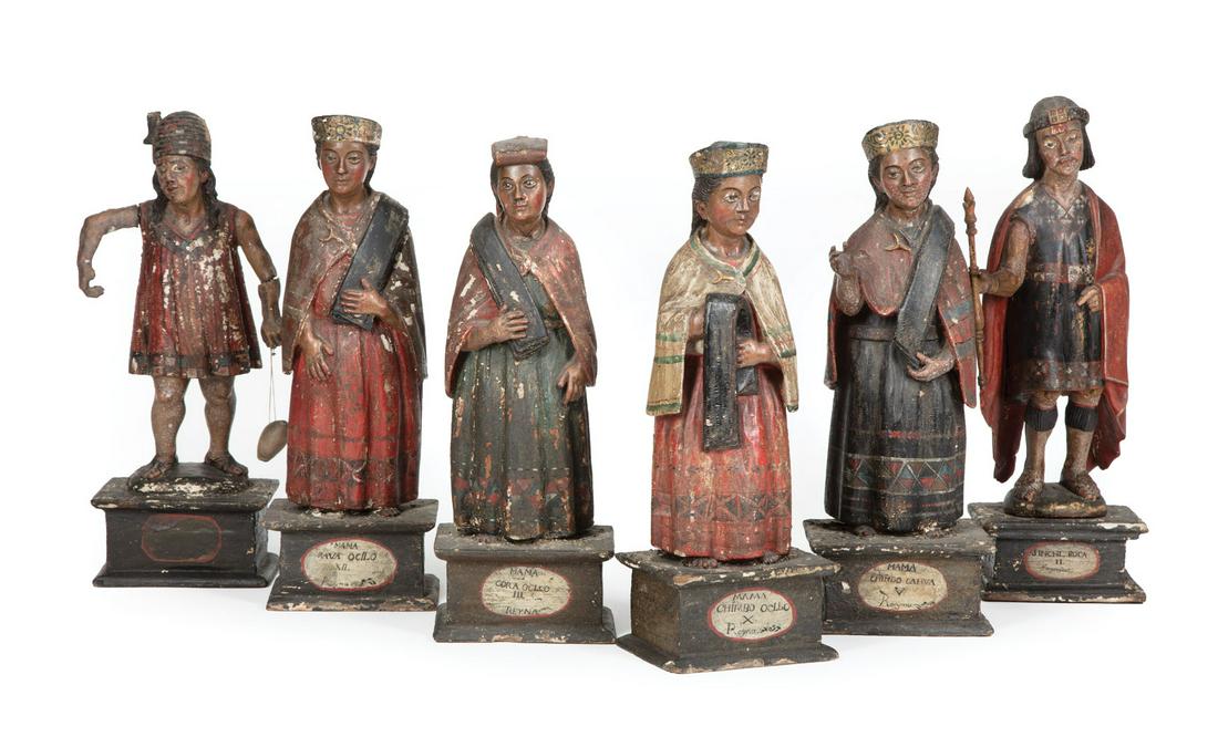 Carved and Polychromed Figures of Incans (1 of 3)