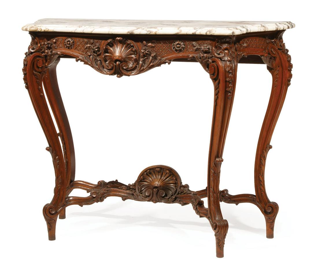 Louis XV-Style Carved Mahogany Console Table (1 of 5)