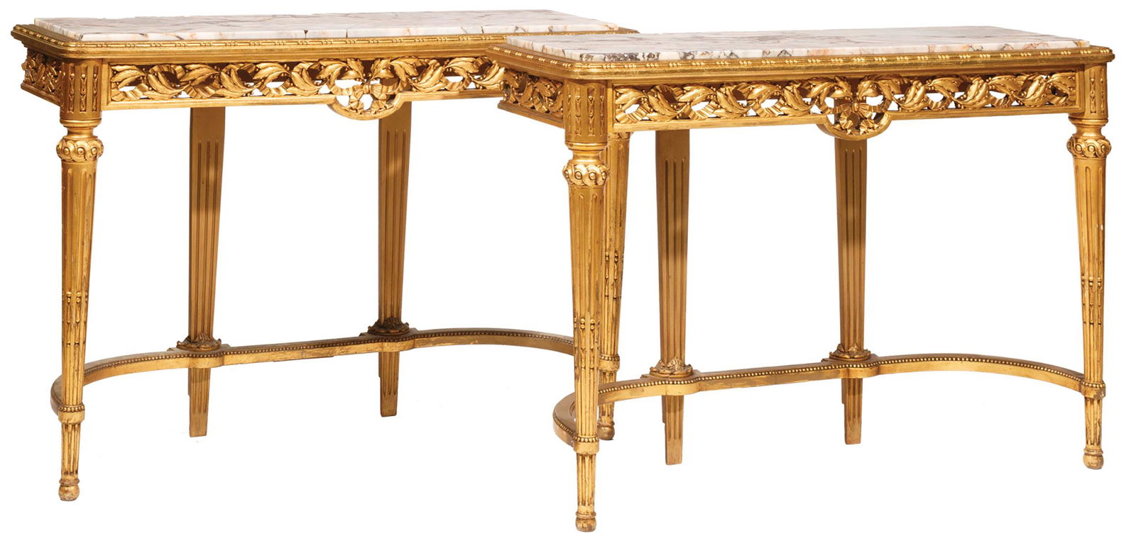 Louis XVI-Style Carved Giltwood Consoles (1 of 4)