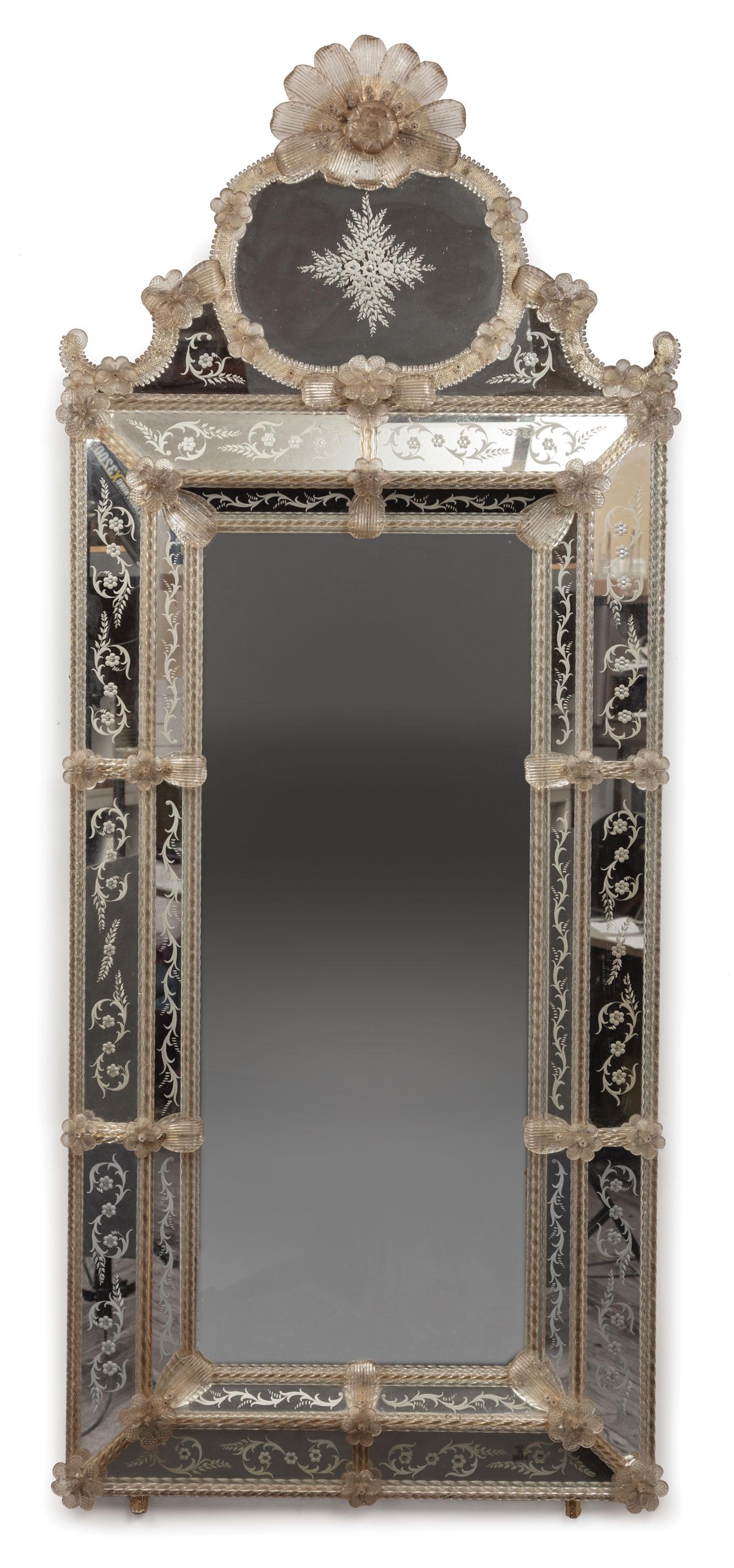 Venetian Blown and Etched Glass Mirror (1 of 1)