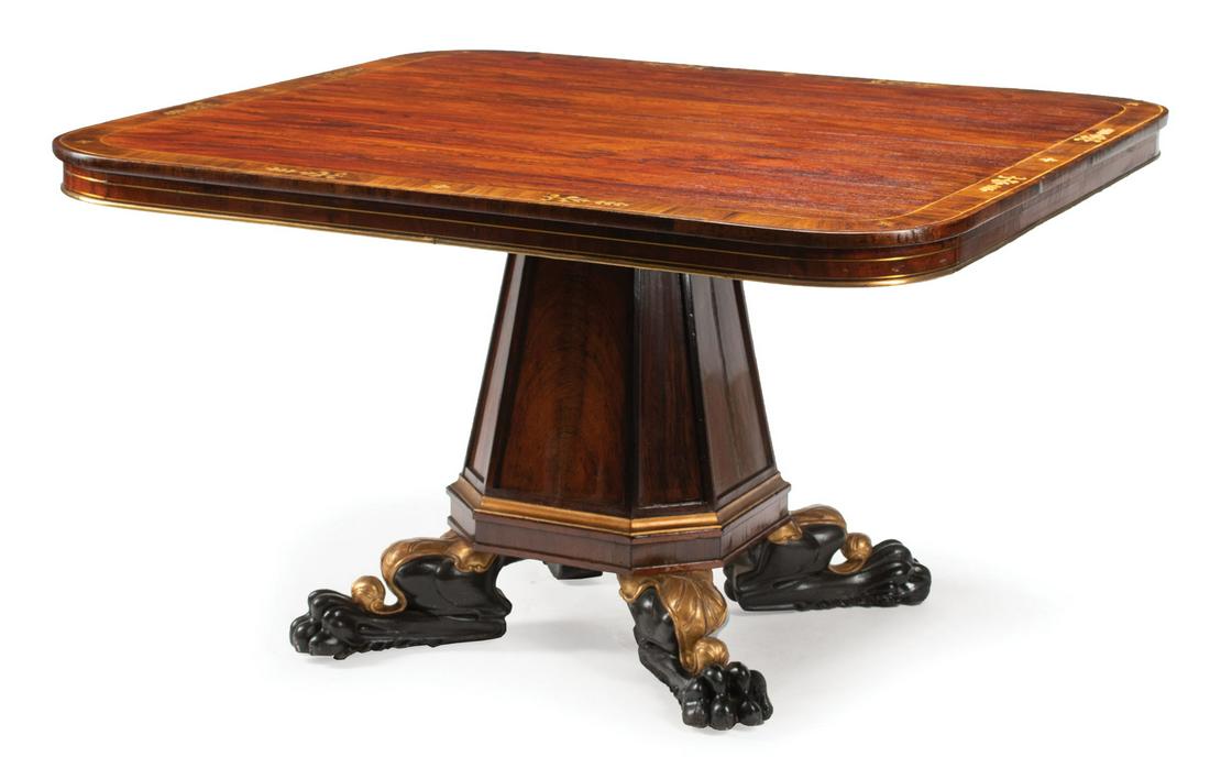 Brass Inlaid Rosewood Tilt-Top Center Table (1 of 5)