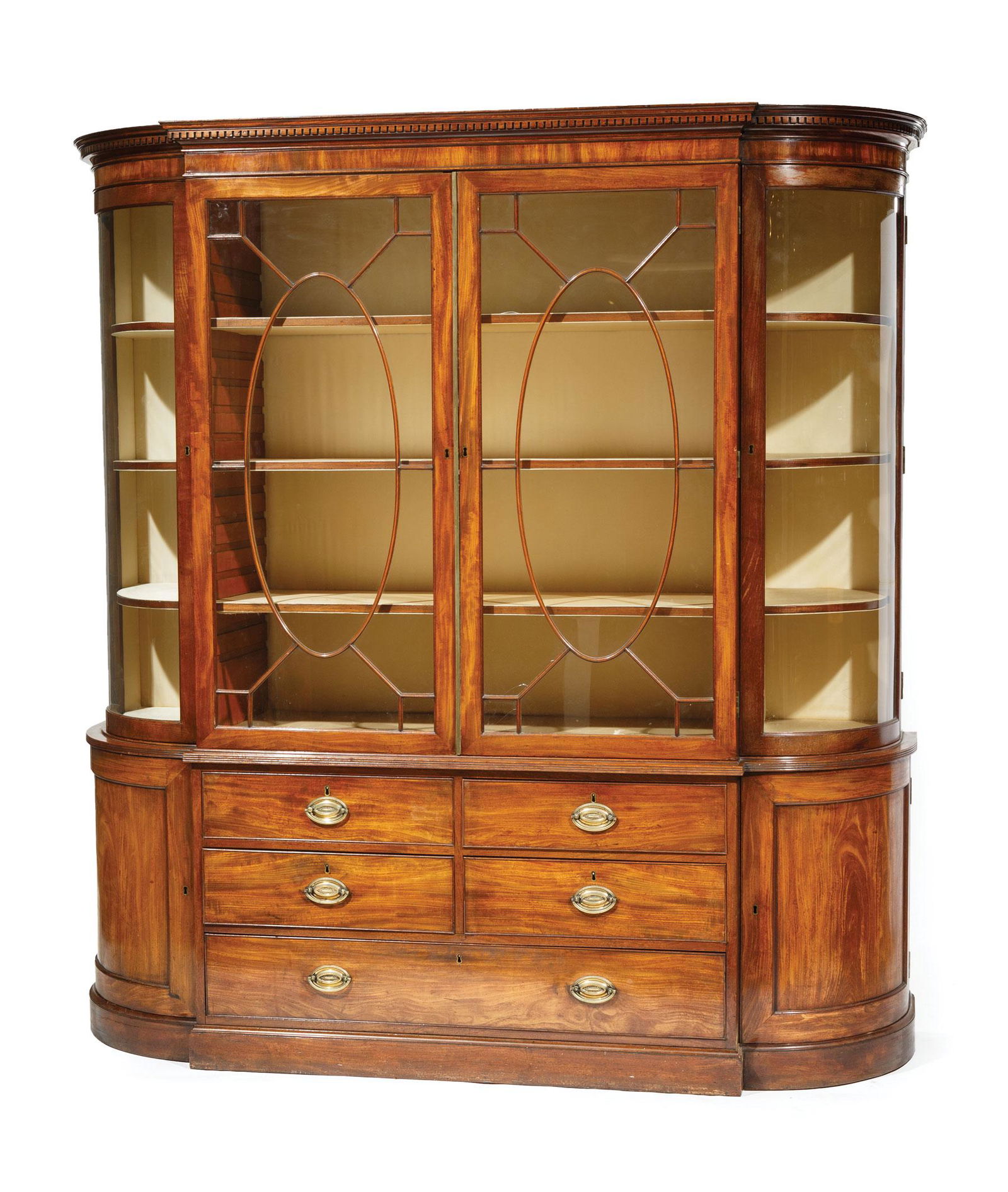 Georgian Carved Mahogany Breakfront Cabinet (1 of 5)