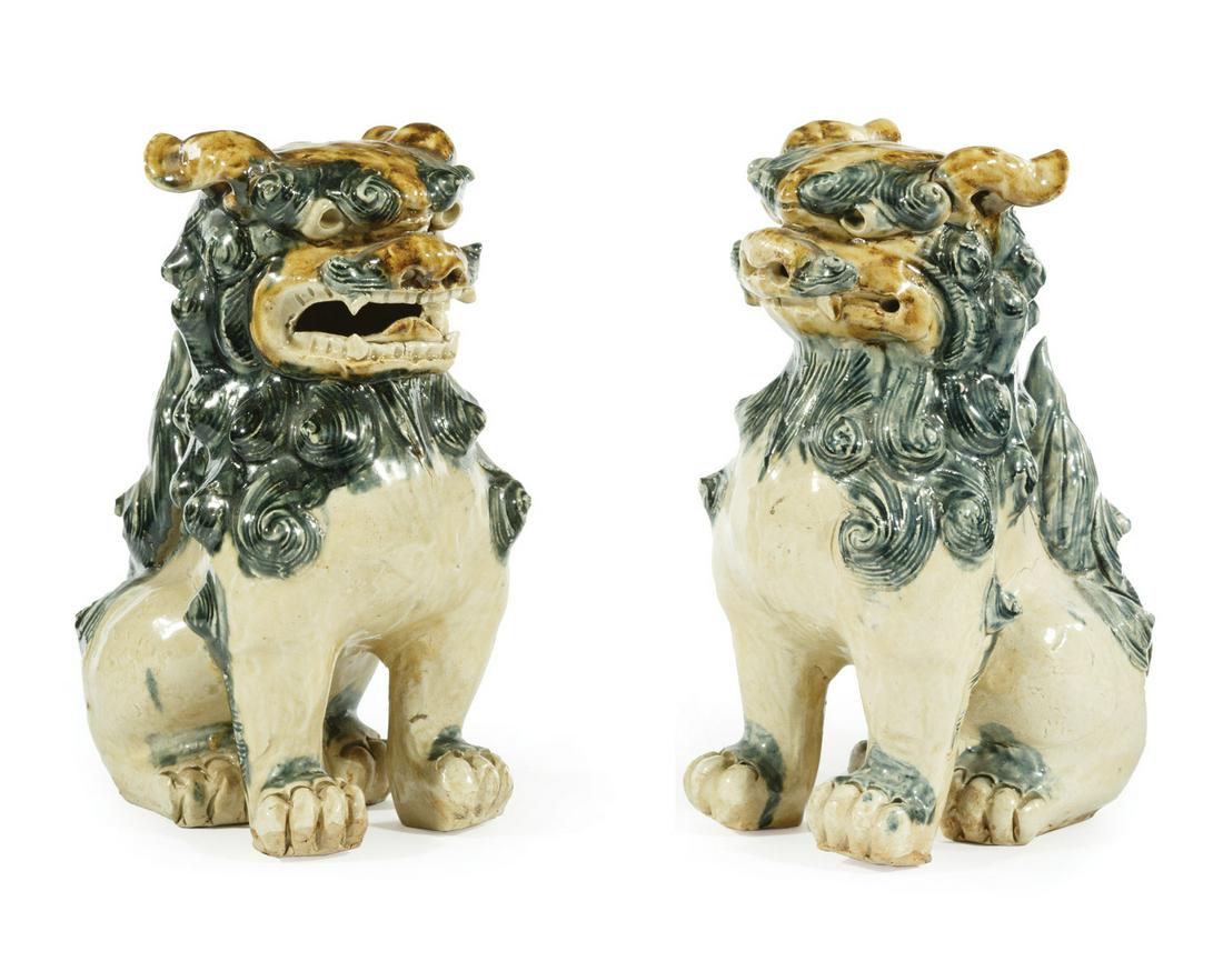 Chinese Glazed Stoneware Buddhist Lions (1 of 4)
