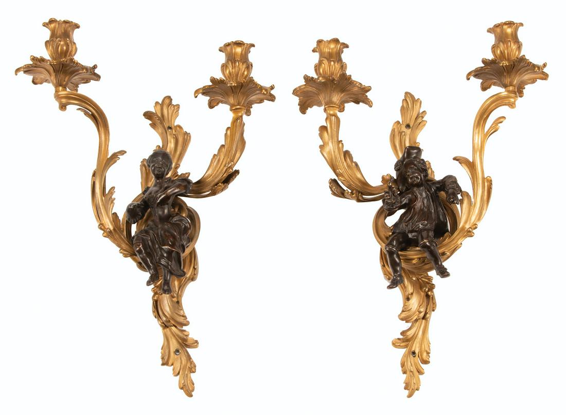 Gilt and Patinated Bronze Figural Sconces (1 of 5)