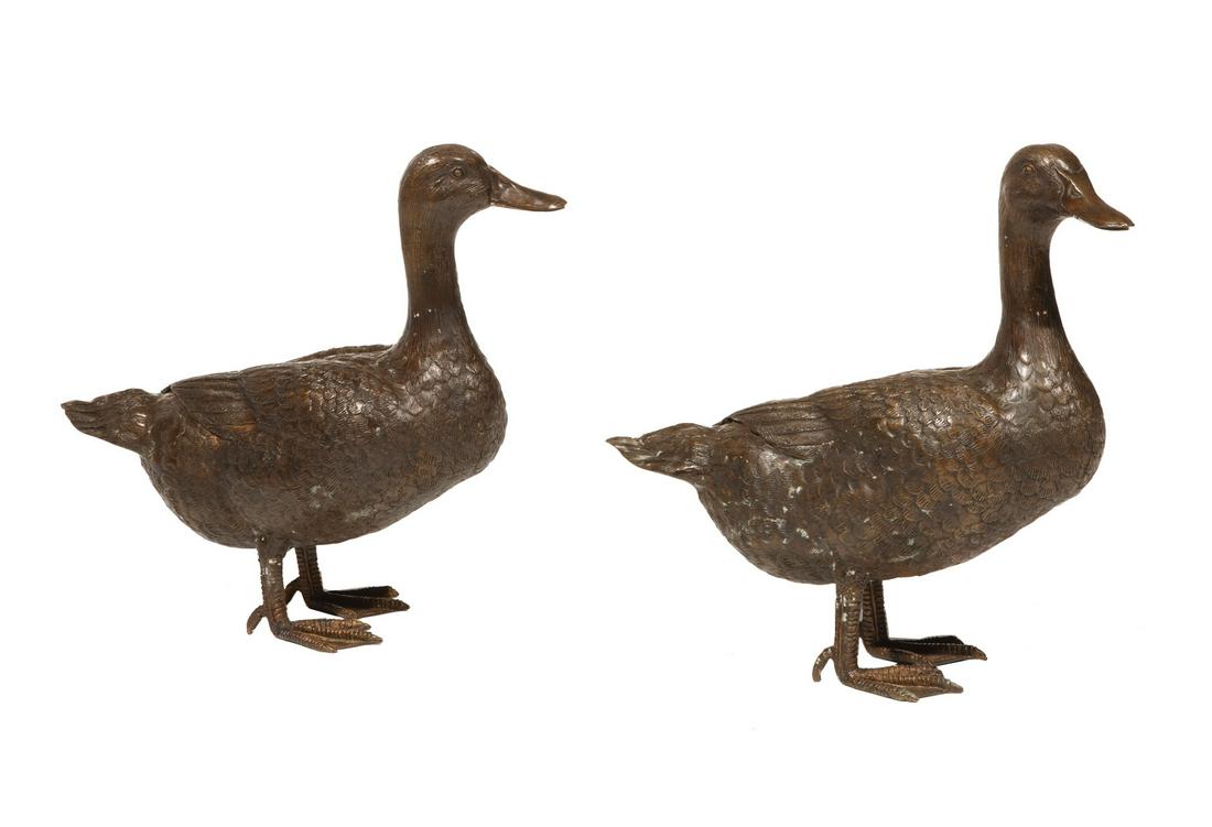 Patinated Bronze Garden Figures of Ducks (1 of 1)