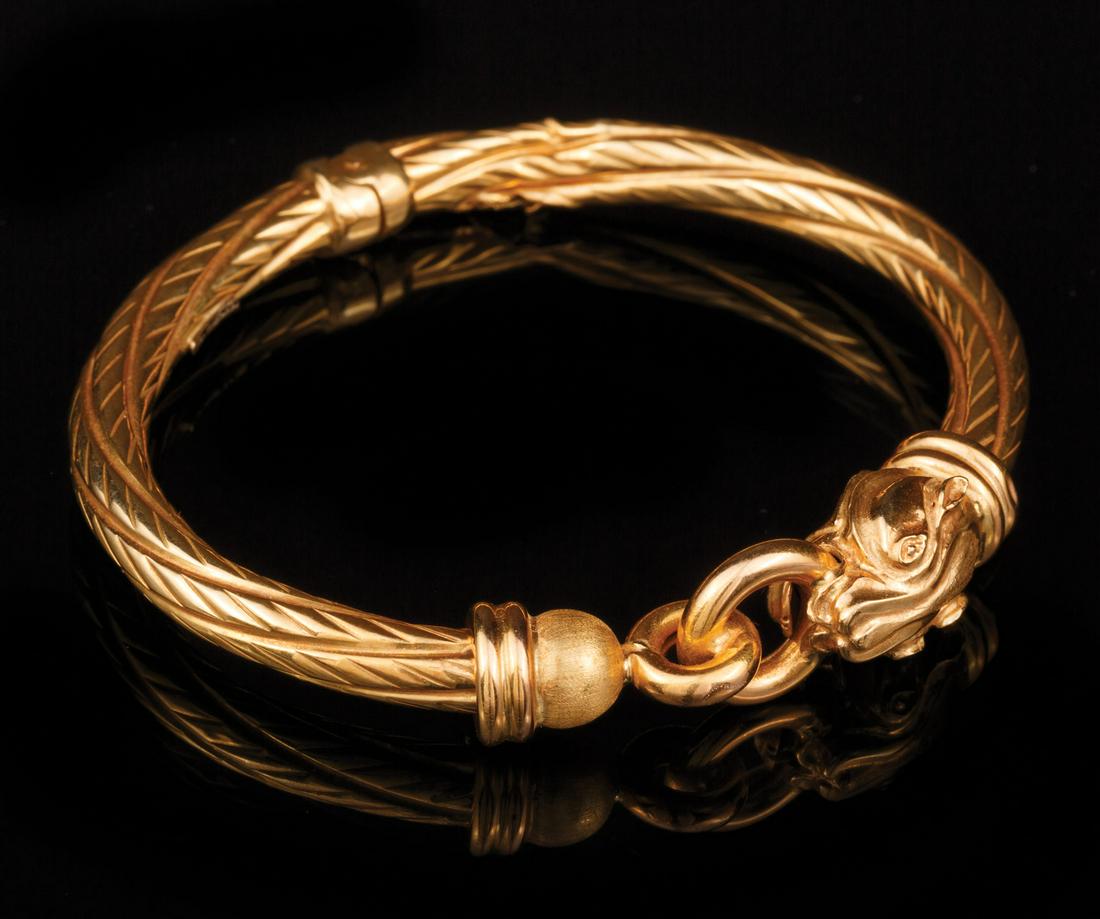Italian Yellow Gold Hinged Bangle Bracelet (1 of 3)