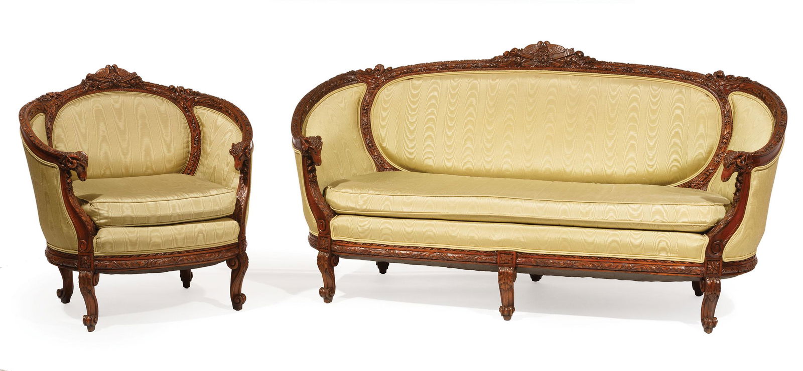 Louis XVI-Style Carved Mahogany Parlor Group (1 of 6)