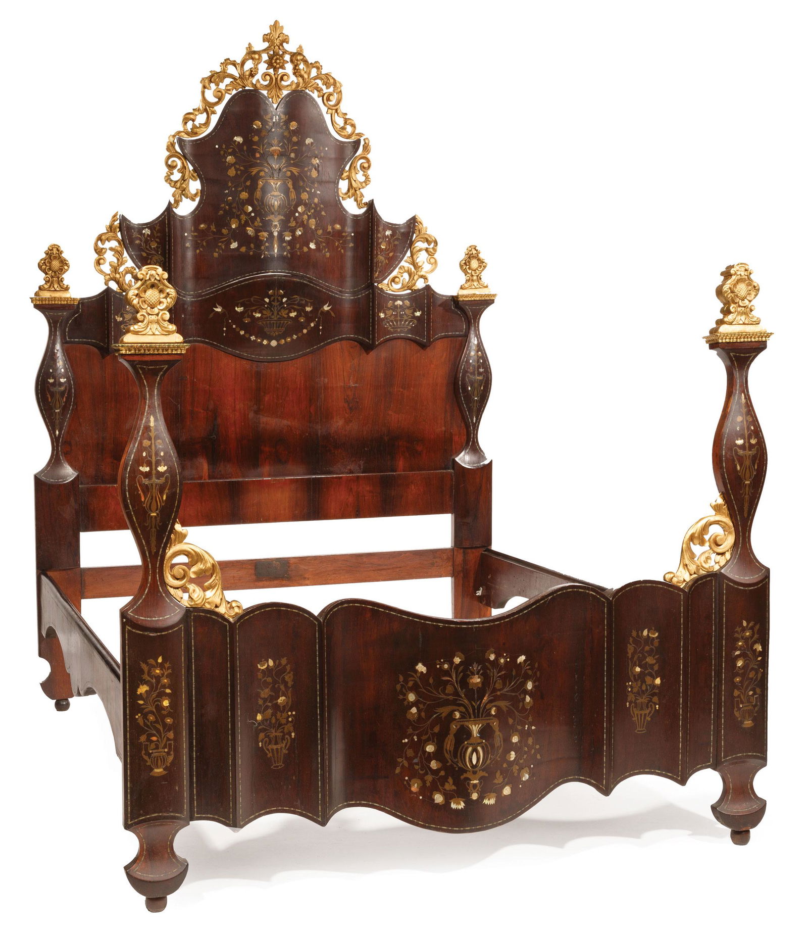 Spanish Baroque-Style Rosewood Bedstead (1 of 5)