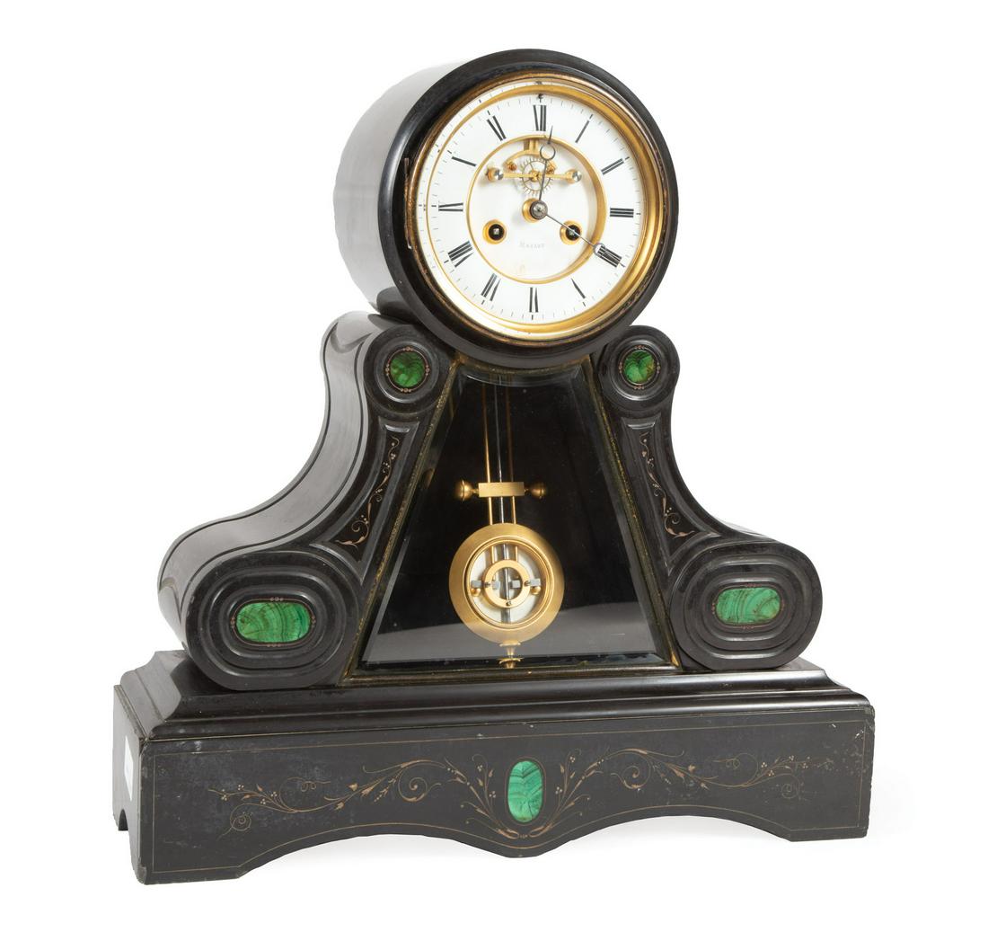 Malachite-Inlaid Marble Regulator Clock (1 of 4)