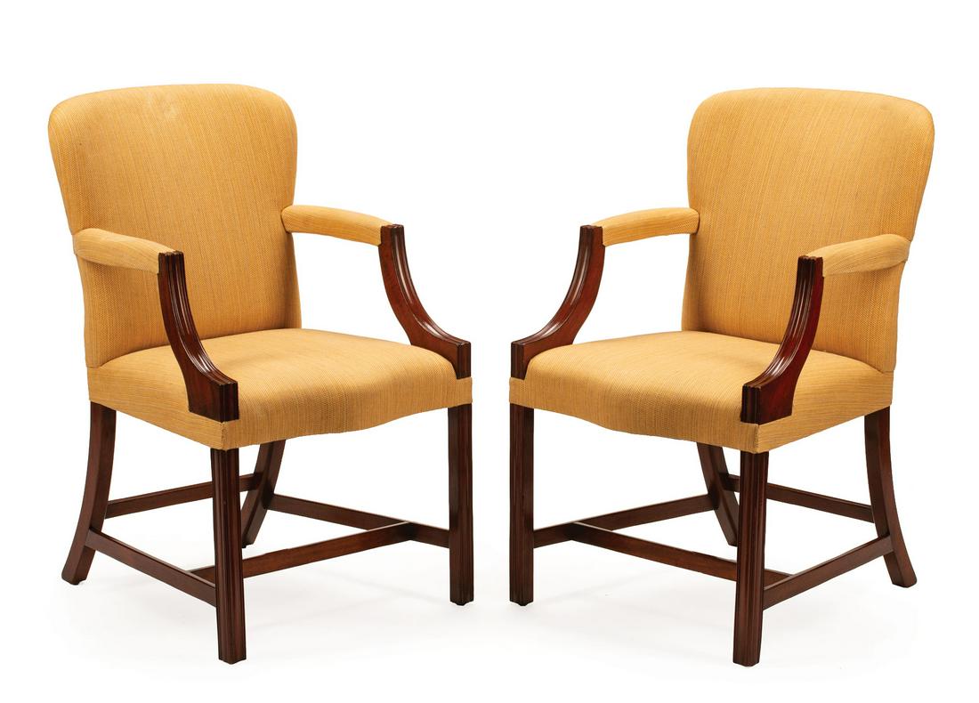 Pair of Georgian-Style Upholstered Armchairs (1 of 6)