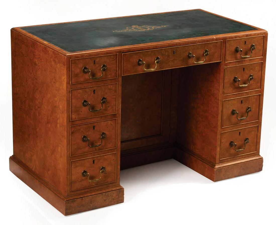 Georgian Burlwood Kneehole Writing Desk (1 of 4)