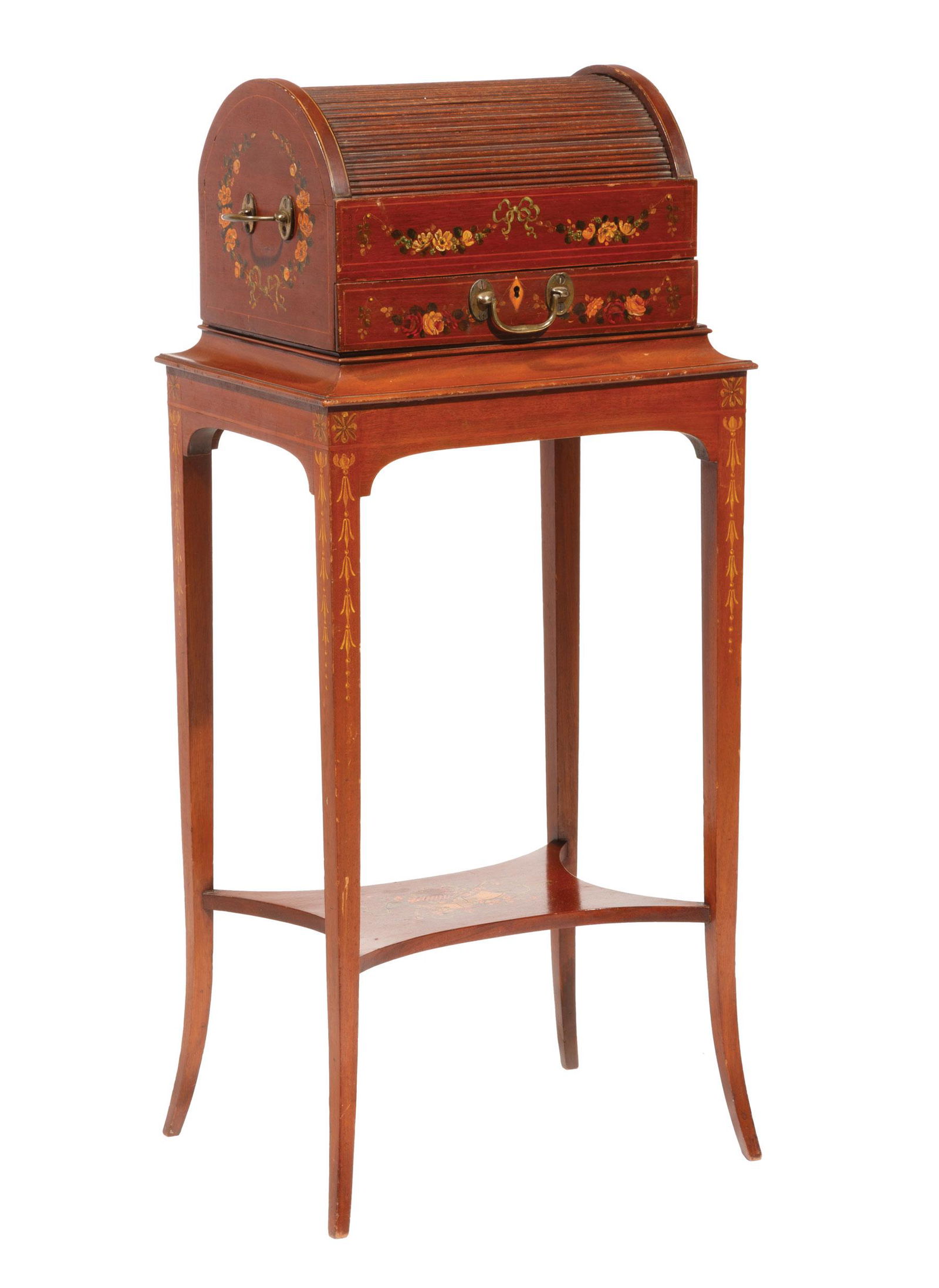 Mahogany Tambour Jewelry Box on Stand (1 of 3)