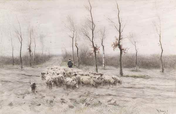 Anton Mauve (Dutch, 1838-1888), “Landscape with Shepher