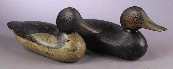 Two American Painted Wood Duck Decoys