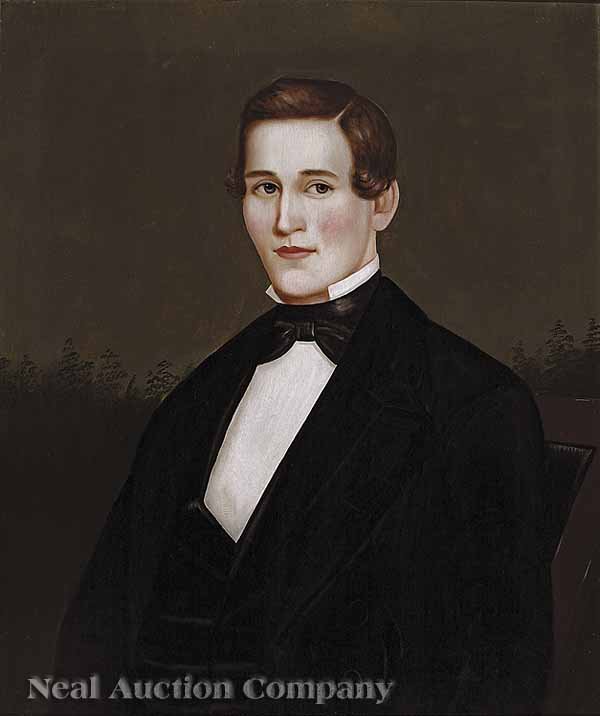 Horace Bundy (American, 1814-1883): Horace Bundy (American, 1814-1883), "Portrait of a Gentleman", oil on canvas, signed "H. Bundy" and dated "March, 1850" en verso, 30 1/4 in. x 25 1/4 in., framed